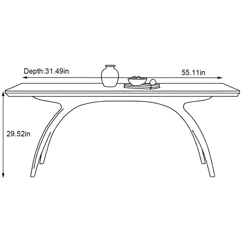 High-end ash wood matte dining table, 29.52"H x 55.11"L x 31.49"W