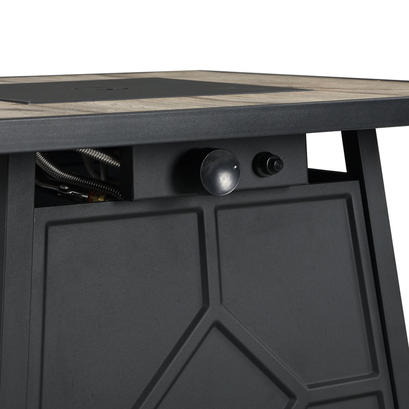 Fire Pit Table, 28-Inch Square 40,000 BTU Auto-Ignition Propane Gas Firepit With Waterproof Cover, Gray