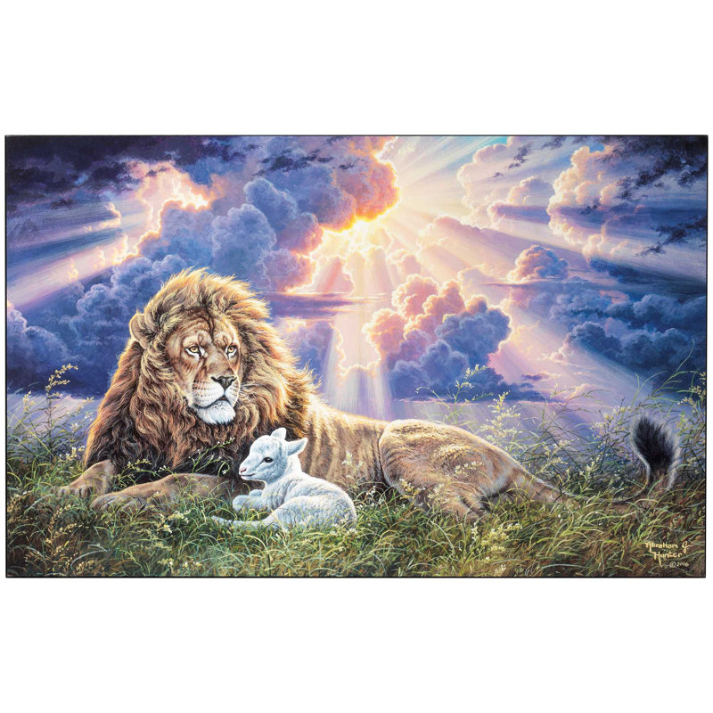 Wall Plaque Lion Lamb Peace 22x14