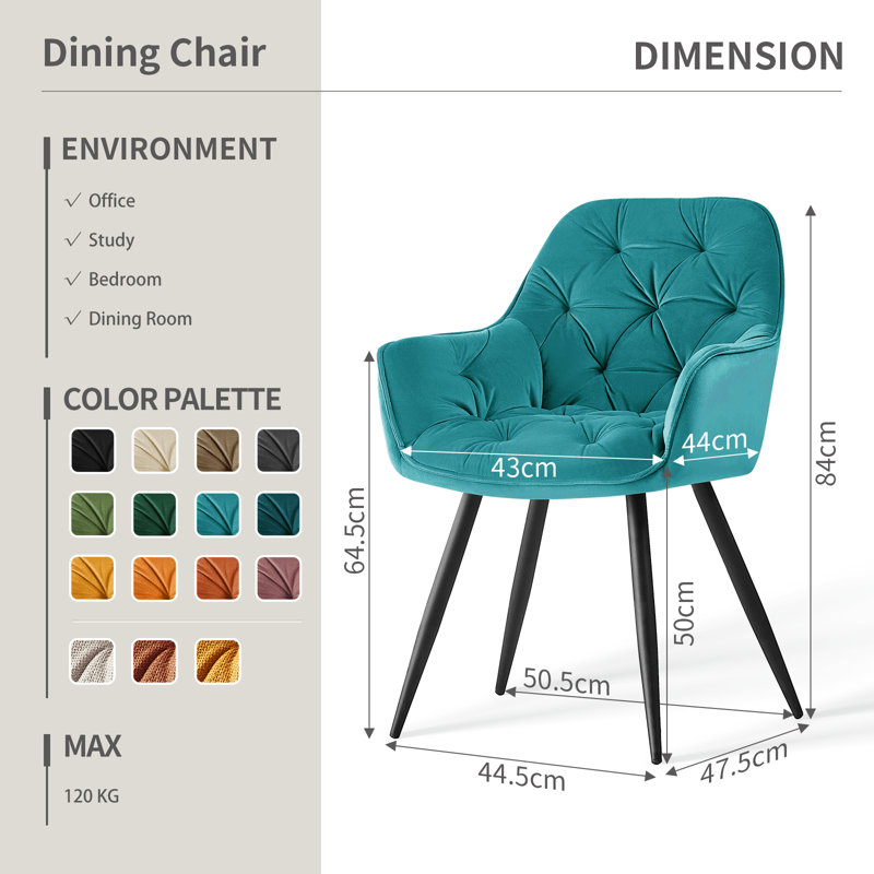 Velvet Tufted Upholstered Armchair Runge, Turquoise