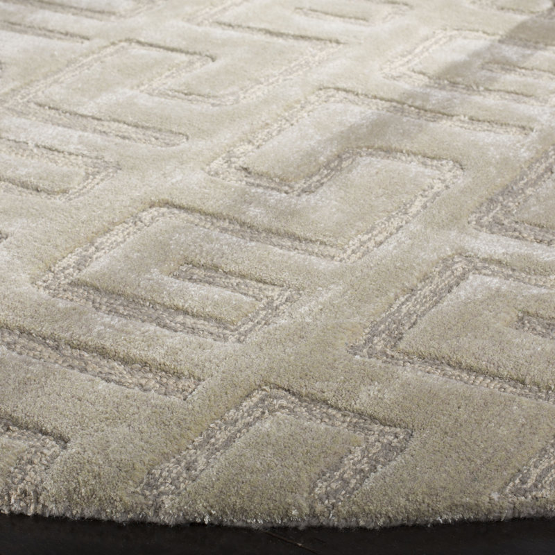 Christoper Hand Tufted Wool Geometric Rug, Round 6'