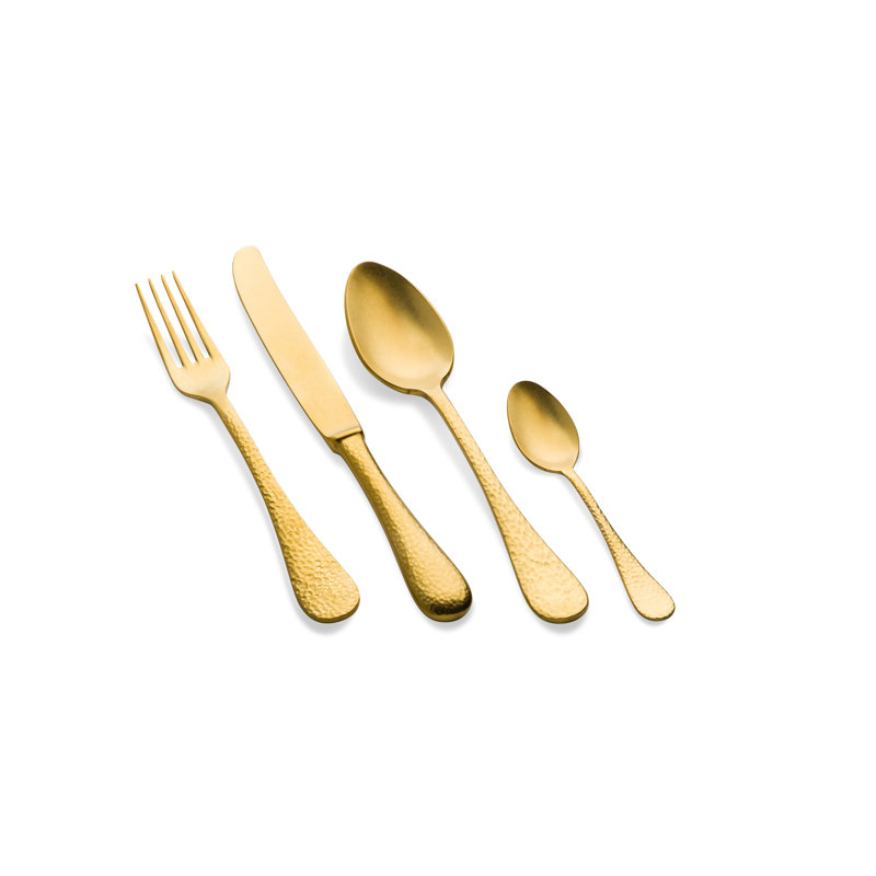 MEPRA Epoque Stainless Steel Flatware Set, Pewter Gold