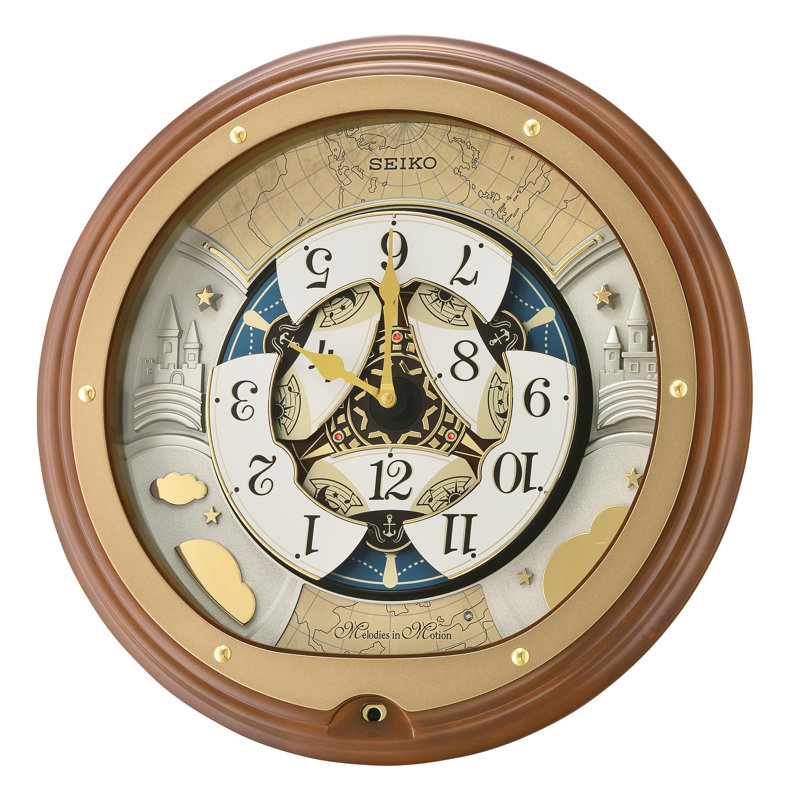 QXM381BRH Melodies In Motion Clock, Brown