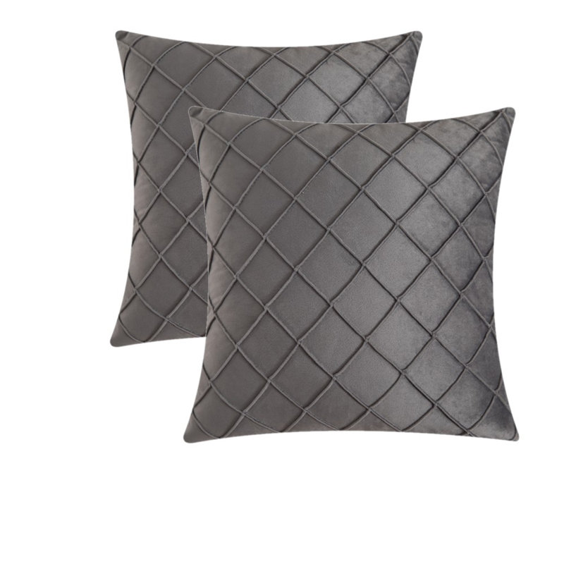 Coussins décoratifs en velours, sans insertions, 20 po x 20 po, gris, Carré