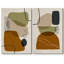 Reproduction de style Mid-Century brun vert et gris, symbole de collage de formes abstraites modernes sur toile, 2 pièces-92285157-92285159