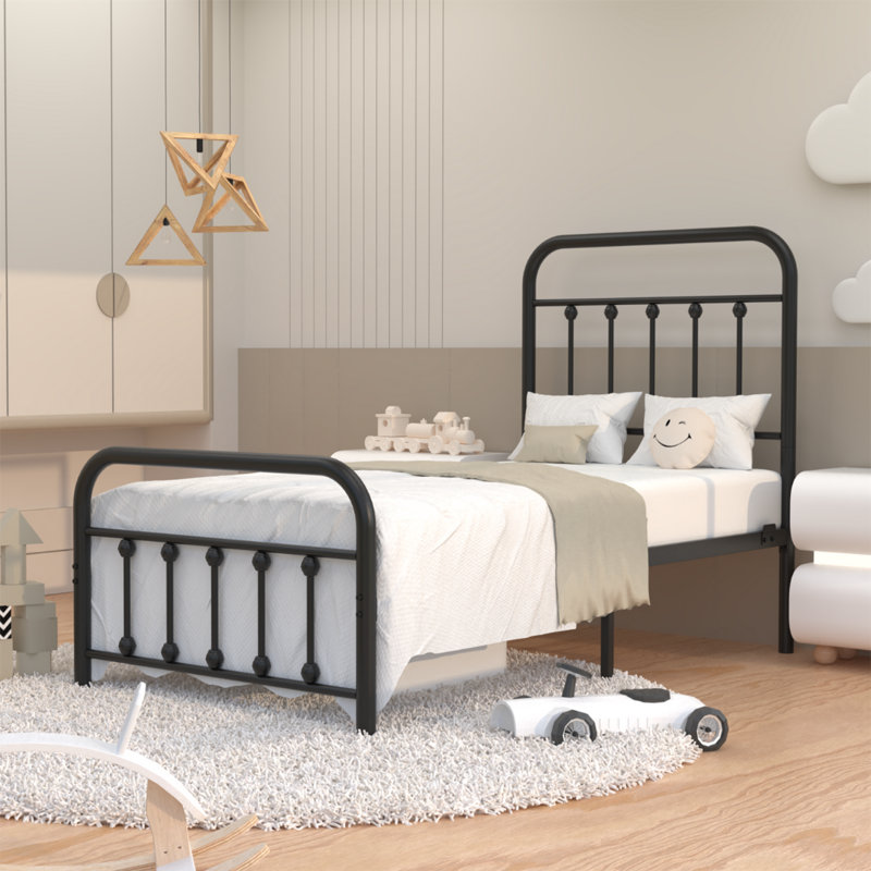 Ernestin Metal Open-Frame Bed, Twin, Black
