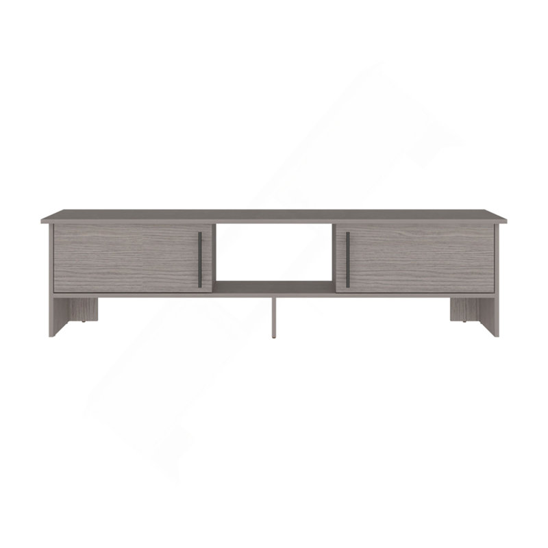 Meuble télé 65 po - Console télé moderne avec tablettes de rangement ouvertes, Gris