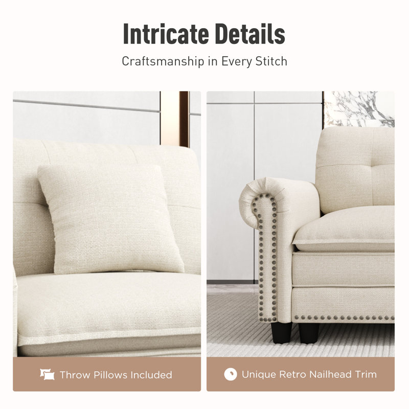 Sectional, 88cm H x 380cm W x 85cm D, Beige
