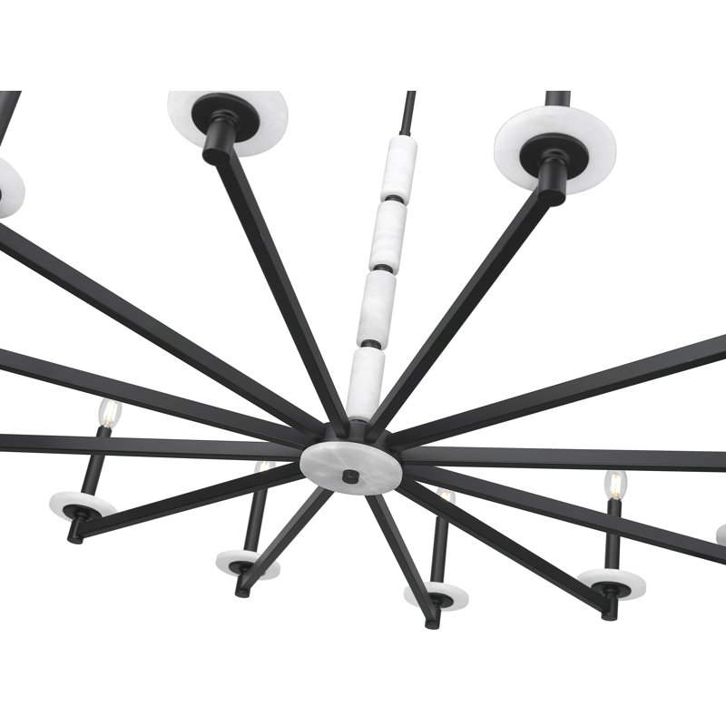 Lustre moderne Kaden, 12 lumières, Noir mat, H 29,5 po x l 48 po x P 48 po