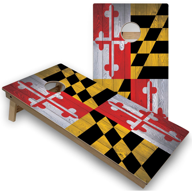 Drapeau du Maryland avec cornhole et étui de transport