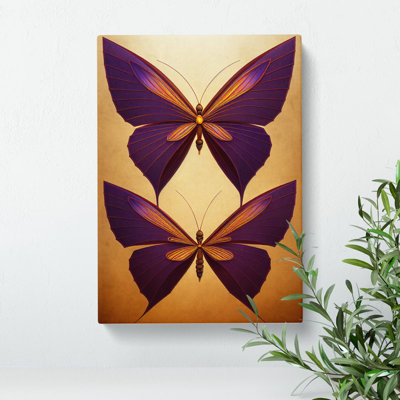 Intriguing Butterflies - Wrapped Canvas Graphic Art, 50cm H x 35cm W x 3cm D
