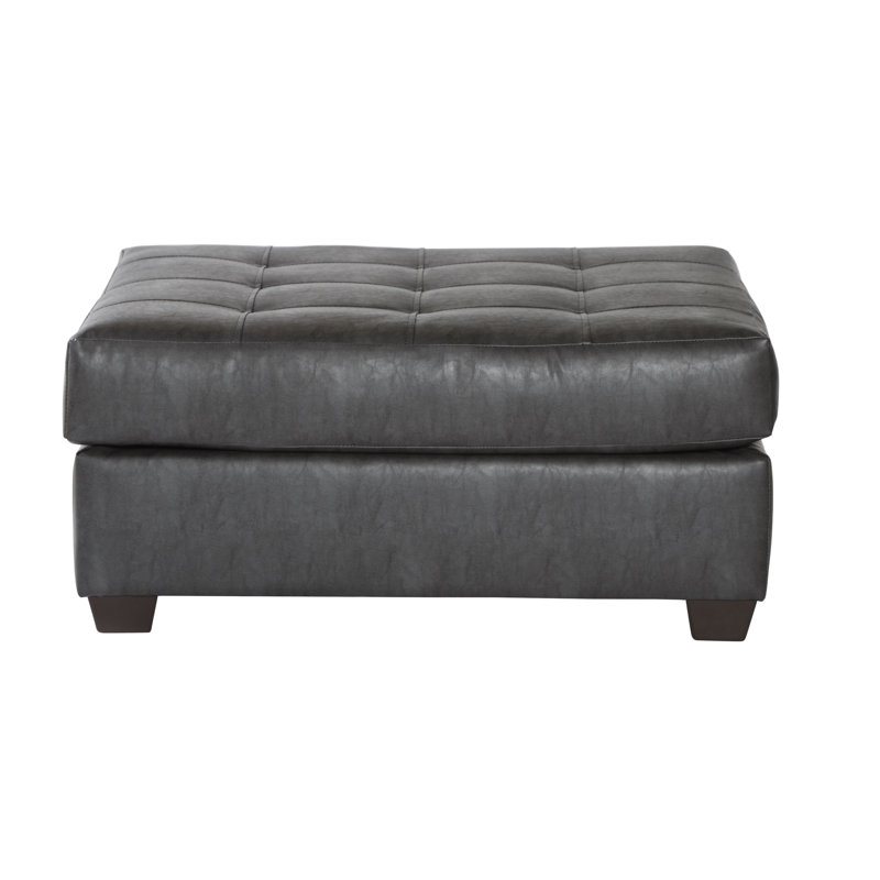 Esperance 38" Wide Faux Leather Ottoman, Cinder