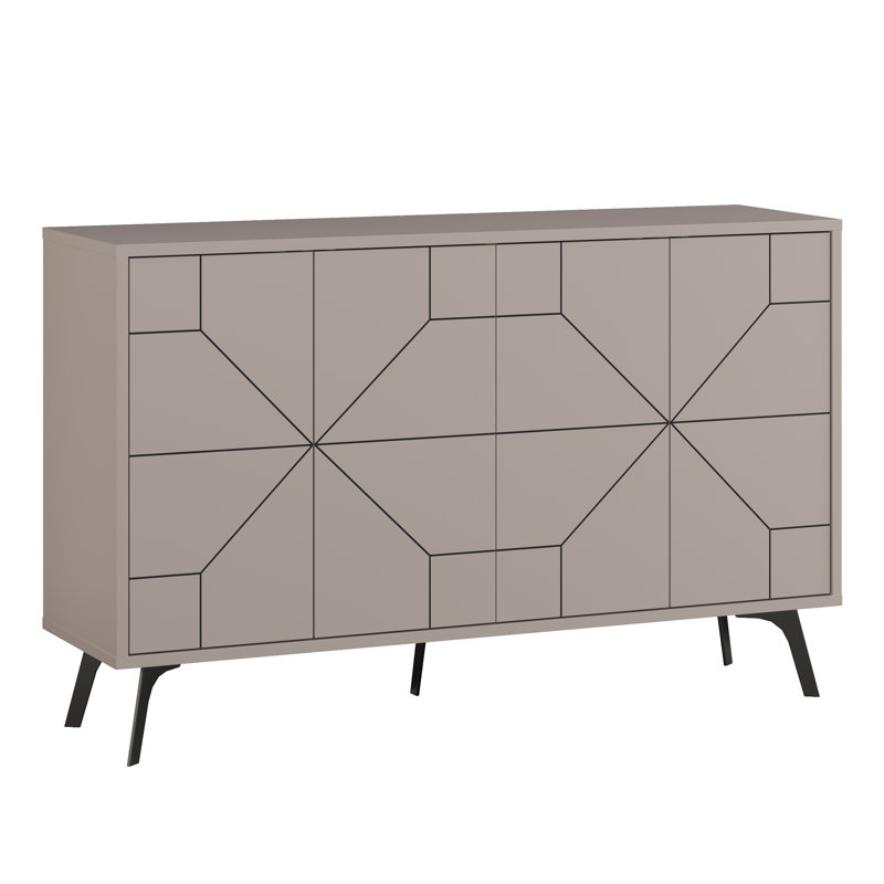 Dune Console Sideboard Geometric Design Wide 123cm, Light Mocha