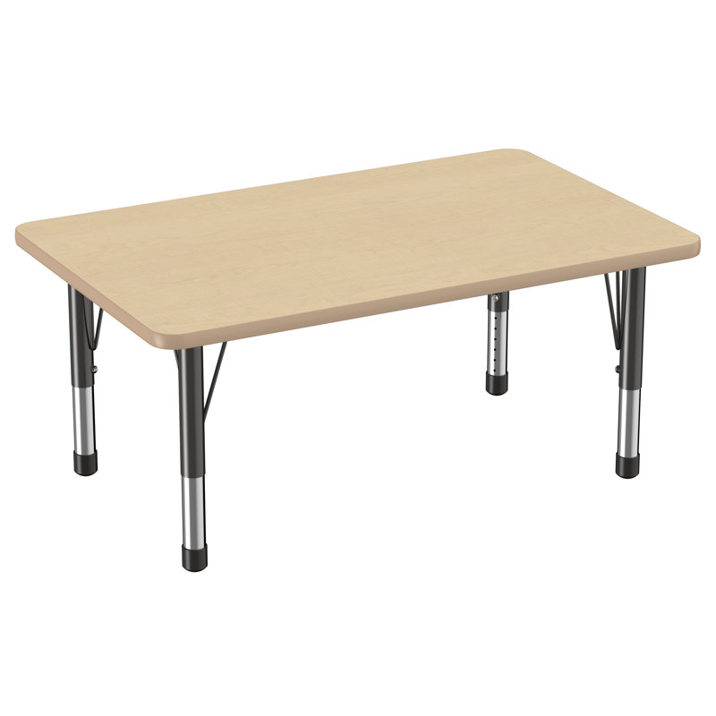 Rectangle T-Mould Adjustable Height Activity Table, 24" x 48", Maple/Maple/Black, Super