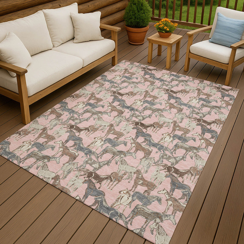 Tapis intérieur / extérieur lavable à la machine Chantille ACN2520, Pink, Rectangle 9 pi x 12 pi