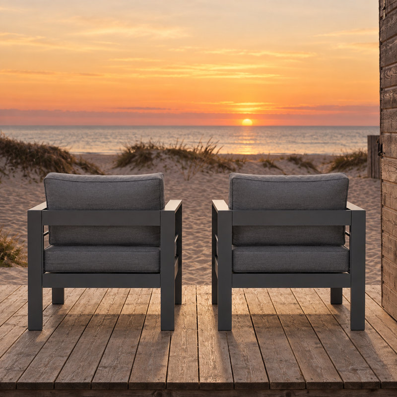 Ensemble de 2 fauteuils de patio en aluminium pour l'extérieur avec fauteuil club