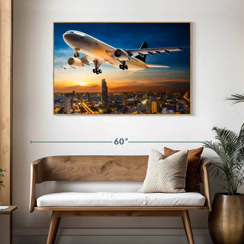 Avion Matheus, Cadre flottant en bois naturel, 46 po x 31 po
