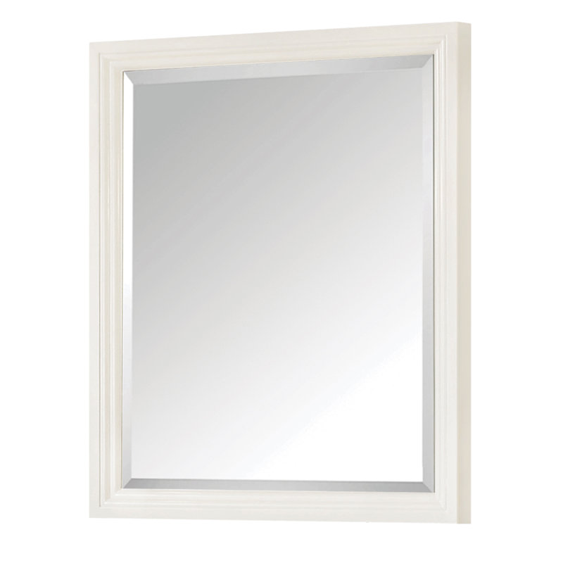 Magruder Wood Rectangle Wall Mirror, French White, 33" H x 28" W