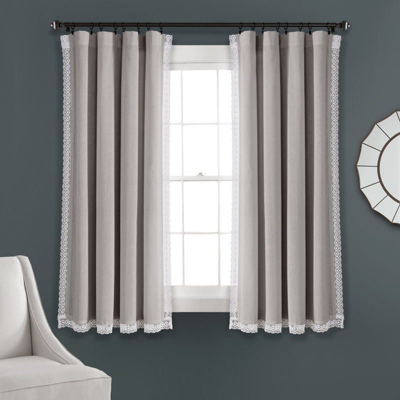 Paire de rideaux semi-transparents Rosalie, Gris clair, L 54 po x L 63 po