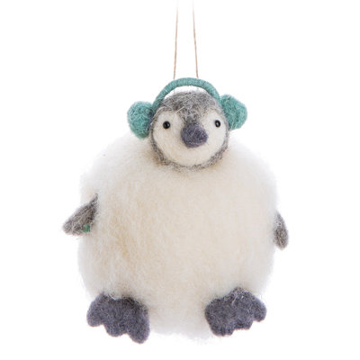 Ornement suspendu pingouin en boule de neige