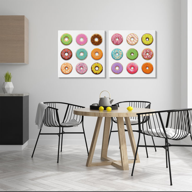 Ensemble de toiles 2 pièces Bright & Fun Donuts, design par Marcus Prime, H 24 po x l 24 po