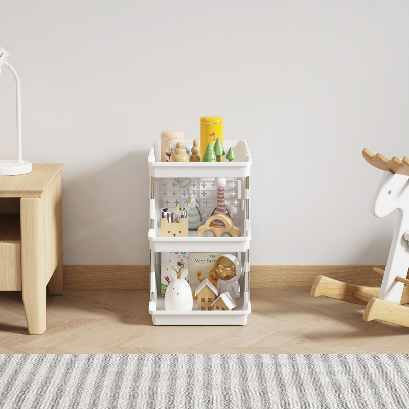 Plastic Stackable Storage Baskets, 3 Tier Stacking Bins For Closet Wardrobe, Playroom, Kitchen And Pantry Organization, Large Capacity Multi-functional Storage Containers Shelves, White