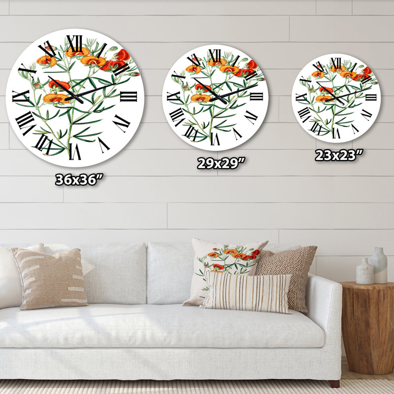 Vintage American Flora 8 - horloge murale traditionnelle, Surdimensionné