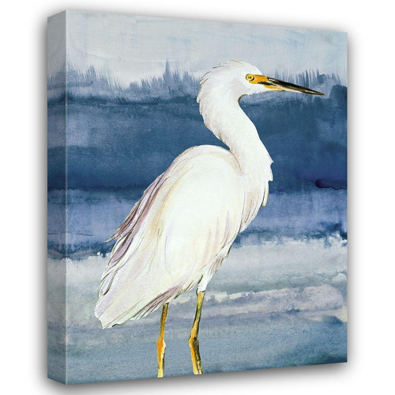 ArtDirect Loreth, Lanie Gallery Wrapped Canvas Art Titled: Heron on Blue II, 47" H x 36" W