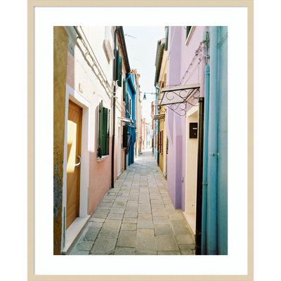 Colorful Alleyway by Justine Milton Wood Framed Wall Art Print