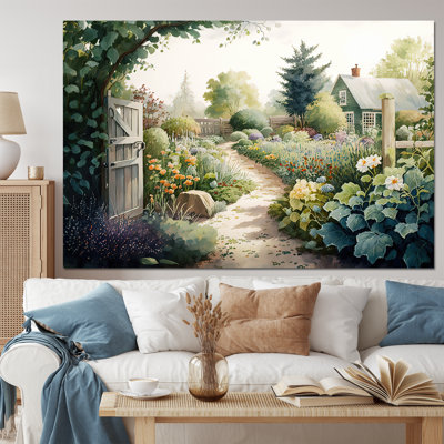 Fresh Garden At The Cottage I - Landscape Canvas Wall Art