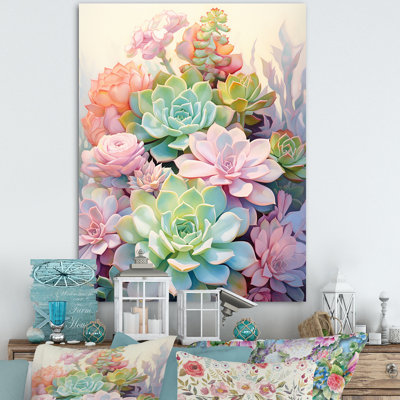 Daerion Green Pink Succulents Succulent Serenade - Succulent Wall Art