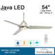 54" Java 3-Blade Outdoor LED Propeller Ceiling Fan with Remote Control and Light Kit Included