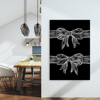 Elegant White Bows Elegant Abstract Contemporary Wall Art Print by Martina - Wrapped Canvas Print
