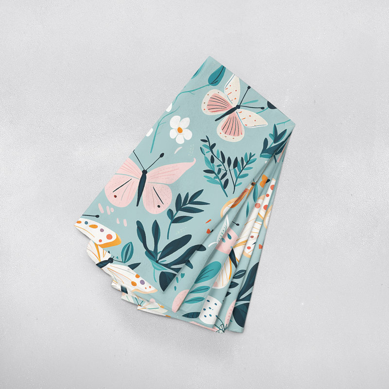 Ensemble de serviettes 6 pièces Betty's Butterflies, Bleu / Rose
