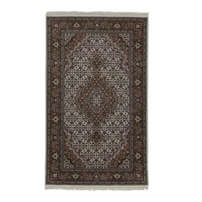 Tapis crème / ivoire / brun noué à la main de haute qualité