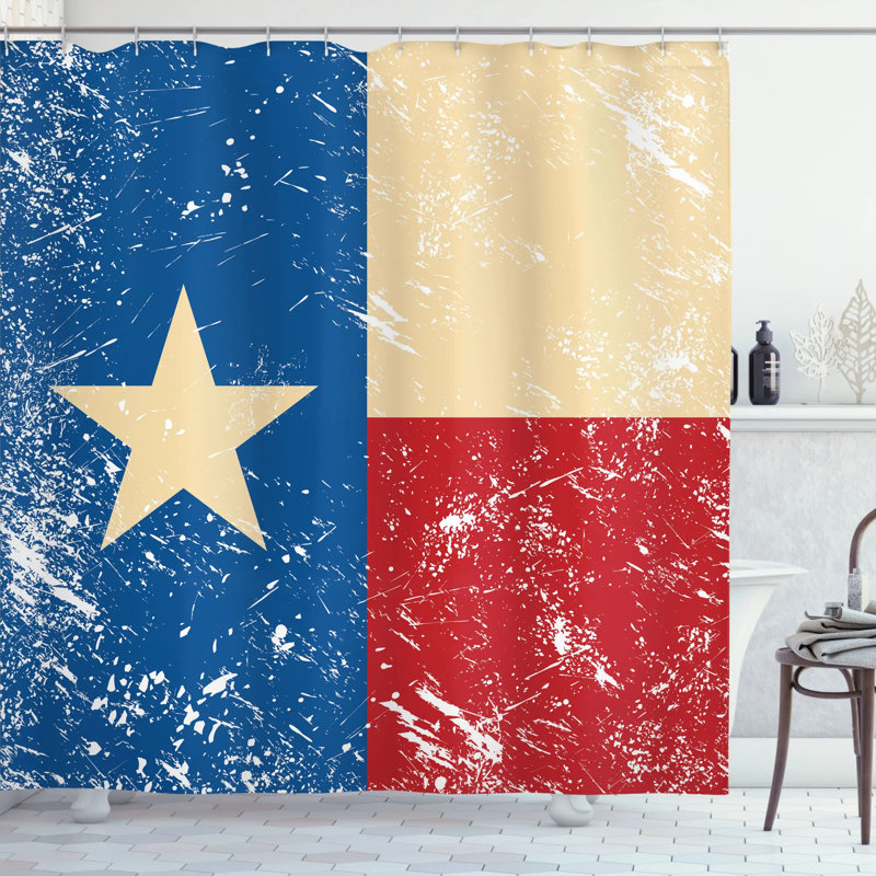 Texas Shower Curtain with Hooks Included, 69" H x 105" W