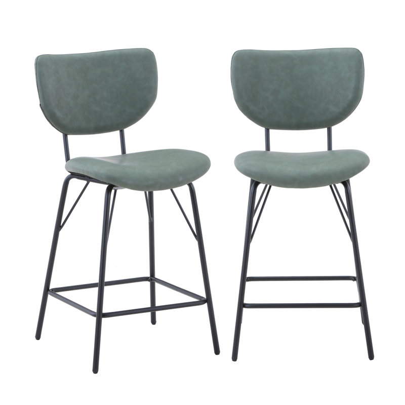 Dawlish Upholstered Counter Stool with Metal Frame, Jade