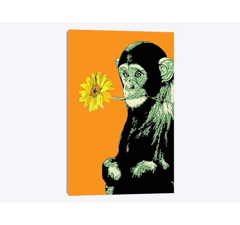 « fleur singe », impression sur toile, H 18 po x l 12 po x P 1,5 po, Toile tendue, Pas de tapis