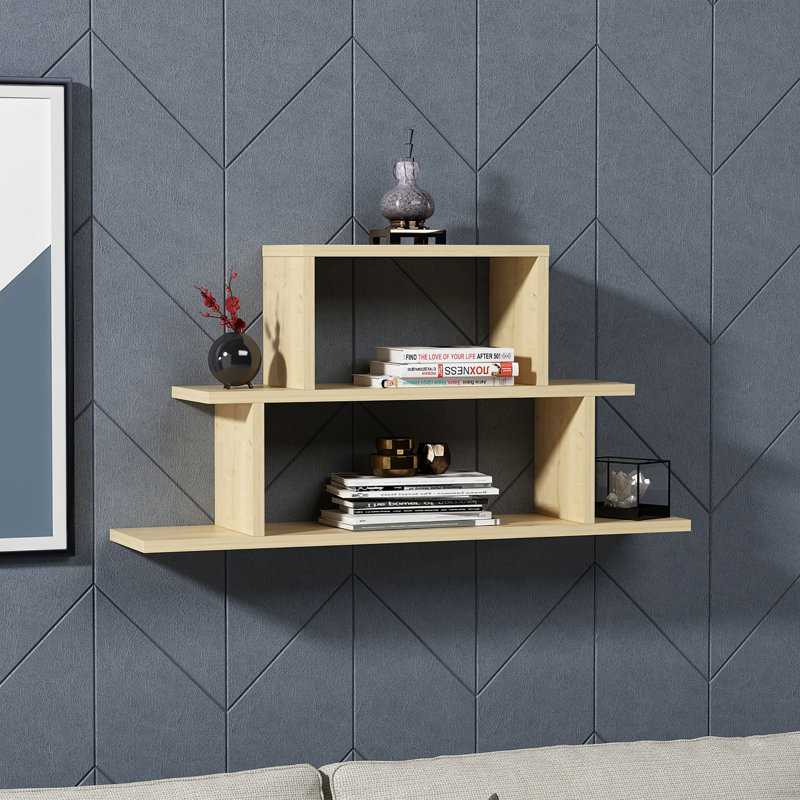 Concetto 3 Tiered Floating Wall Shelf, Oak