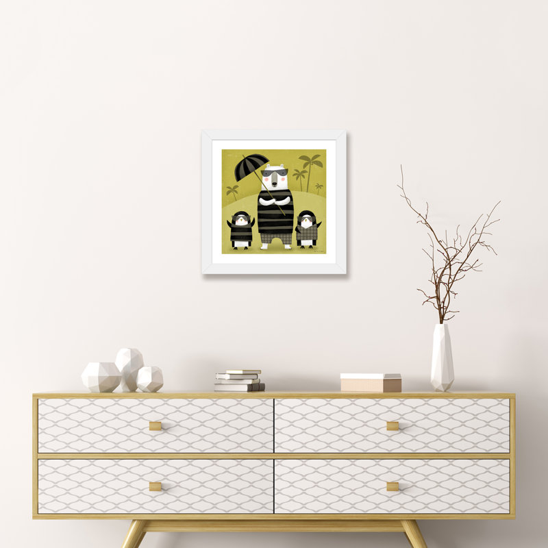 «On Holiday» par Terry Runyan - impression, H 16 po x l 16 po x p 1 po, Papier encadré blanc, Blanc