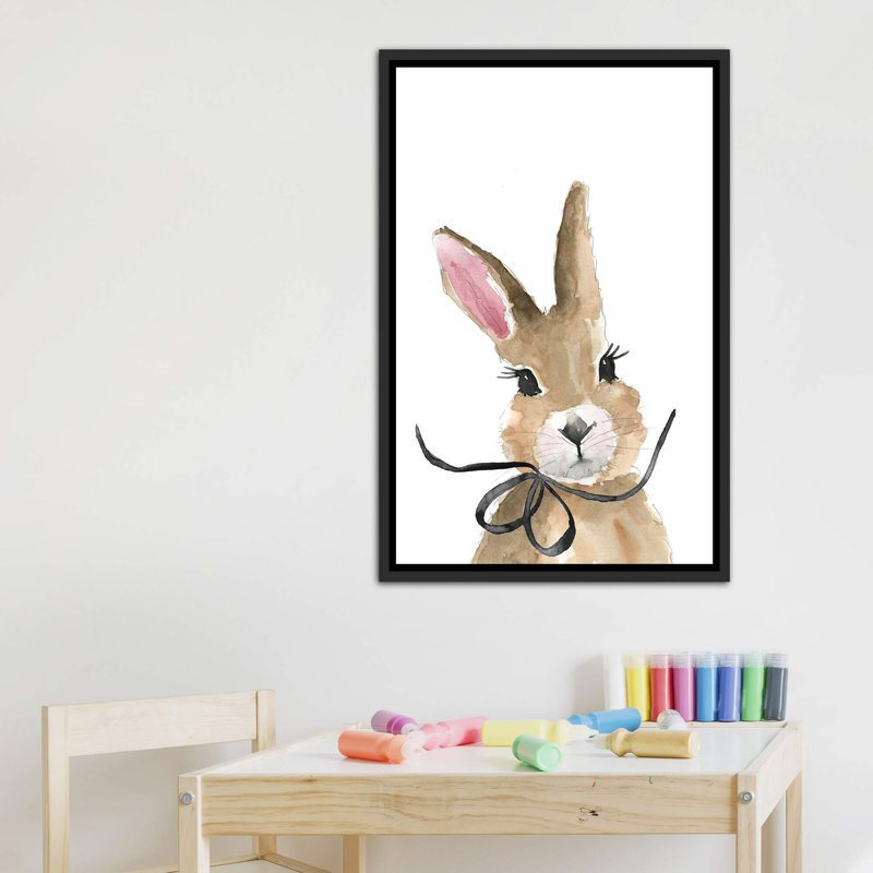 «Bunny with Bow» par Mercedes Lopez Charro - impression d'art graphique, H 40 po x l 26 po x P 1,5 po
