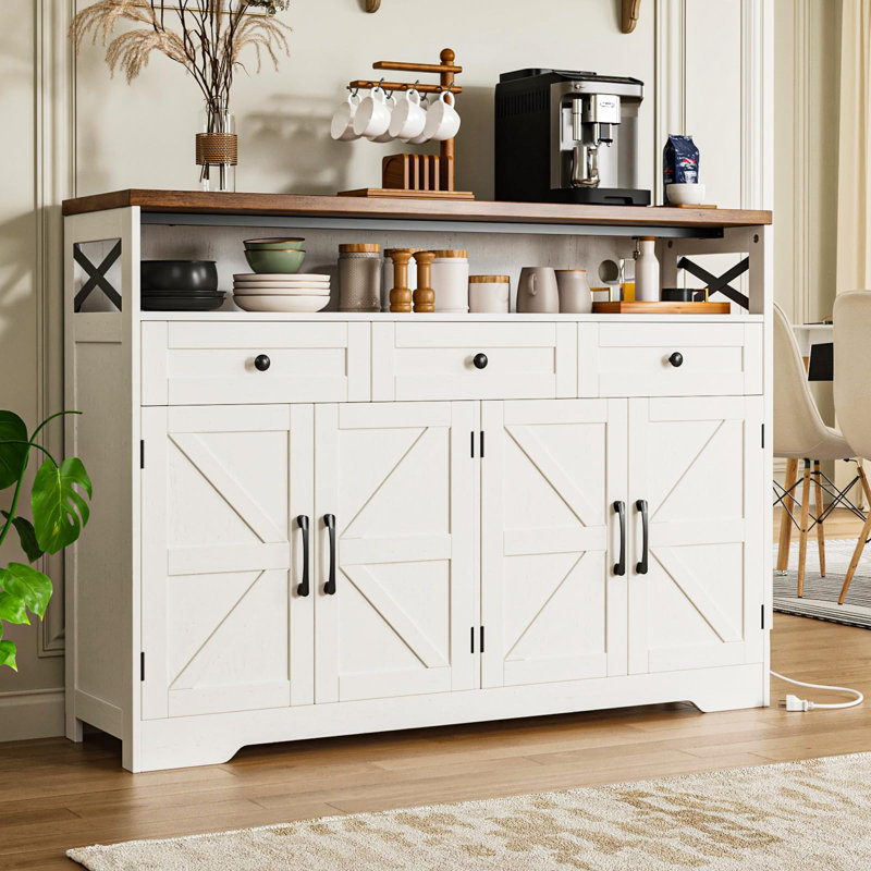 Buffet 51 "avec tiroirs Farmhouse, Brun / Blanc