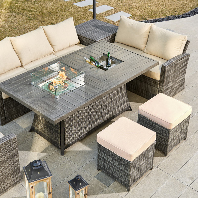 Wicker/Rattan 8 - Person Seating Group with Cushions
