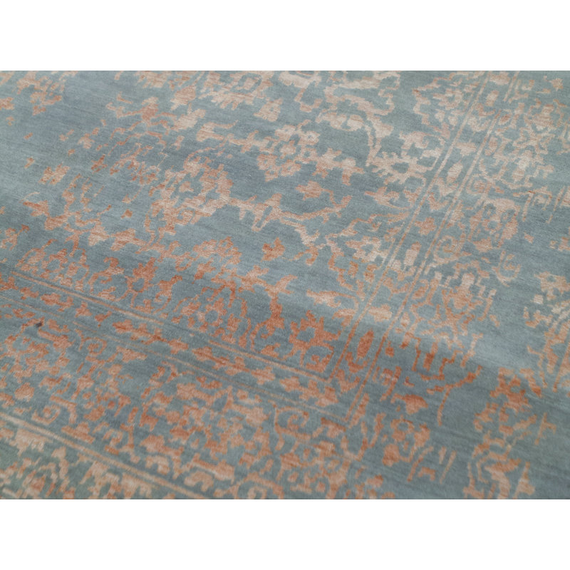Hand-Knotted High-Quality Silver and Orange Area Rug