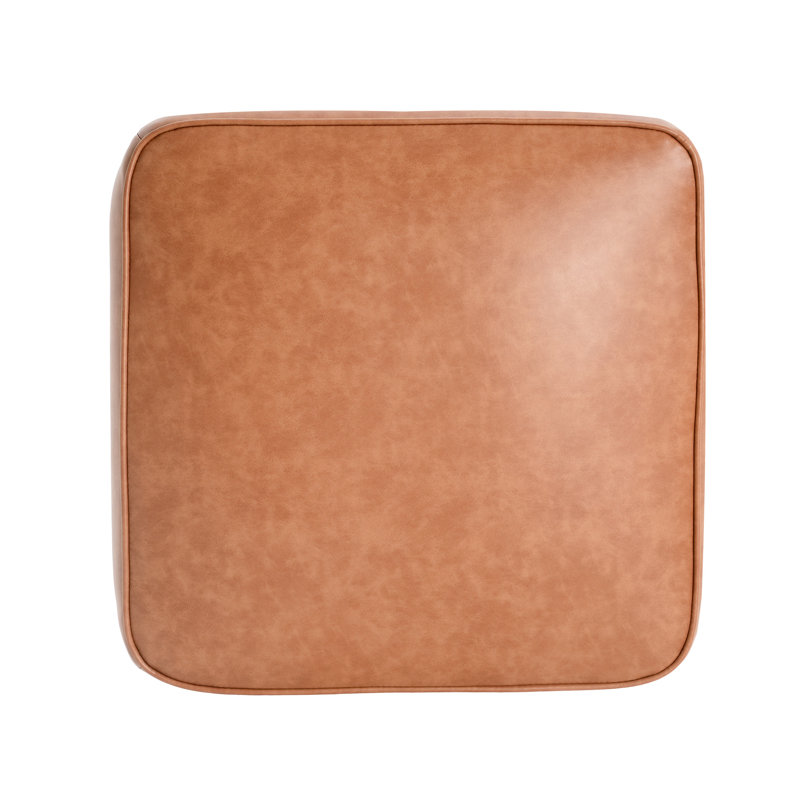Luxury Tan Square Faux Leather With Comfortable Seating And Secure , Ideal For Living Rooms Elegant Pocket Coil Spring Cushions Suitable As A Decorative Piece
