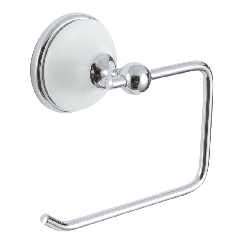Porte-papier à un poteau Brighton, chrome poli avec porcelaine blanche