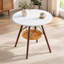 Table de salle à manger ronde moderne en bois massif de 80 cm (31,5 po), couleur noyer, avec rangement-1822678994