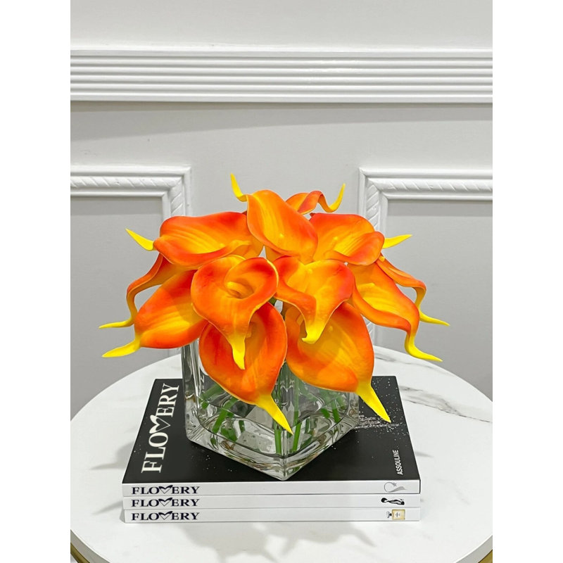 Orange Fall Real-Touch Calla Lily Arrangement