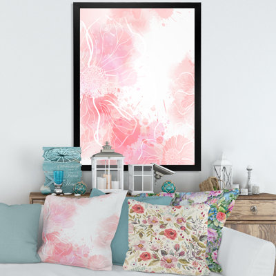 Abstrait fleurs roses éclaboussures I - Impression sur toile