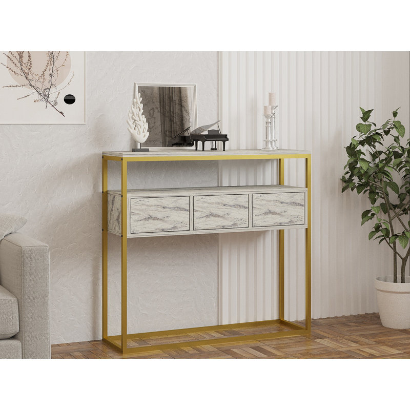 Asse Home Console Table, Freesia Marble, 100cm H x 90cm W x 29cm D